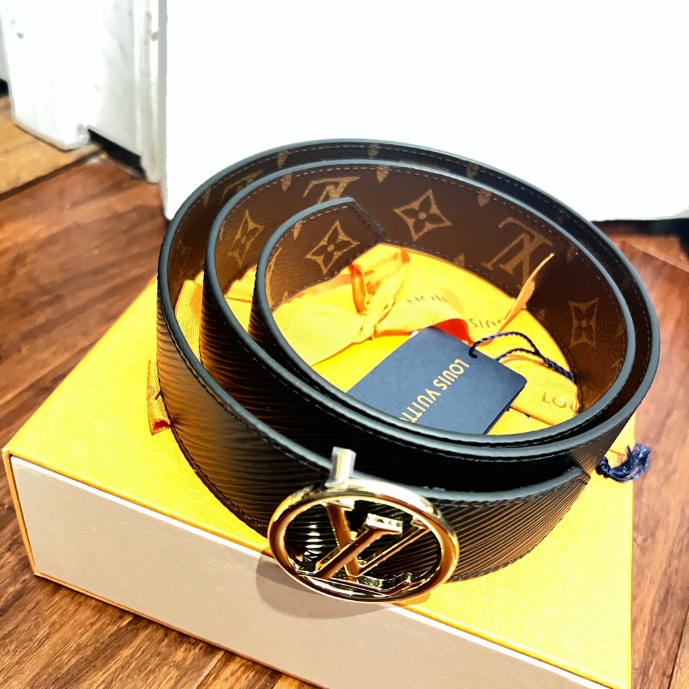 Louis Vuitton Monogram Black and Gold Belt
